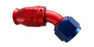 45grader Teflonkobling (PTFE) blå/rød